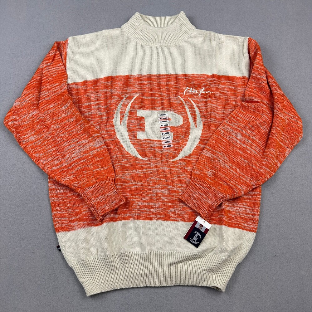 Vintage Phat Farm Sweater Men XL Orange Cream Pullover Y2K Deadstock Streetwear